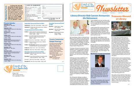 Newsletter Volume 6 Number 2 	  Fall 2012