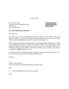 June 26, 2008  Mr. Arthur A. Foust Torrance County Planning & Zoning P.O. Box 48 Estancia, NM 87016