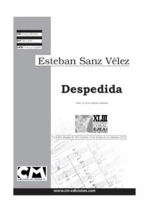 CM Choral collection Ref CM[removed]SATB Chorus a Cappella Esteban Sanz Vélez