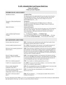 H–4(B) Adjustable-Rate Loan Program Model Form