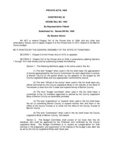 PRIVATE ACTS, 1999 Chapter No.32 CHAPTER NO. 32 HOUSE BILL NO[removed]By Representative Tidwell Substituted for: Senate Bill No. 1949