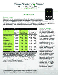 www.TakeControlAndSave.coop  Phantom loads Phantoms revealed Did you know you may have phantoms in your home? Not the ghosts you see in movies and during Halloween, but energy phantoms. A phantom load is any device that 