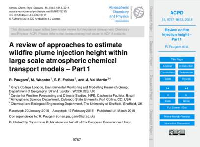 This discussion paper is/has been under review for the journal Atmospheric Chemistry and Physics (ACP). Please refer to the corresponding final paper in ACP if available. Discussion Paper  Atmos. Chem. Phys. Discuss., 15