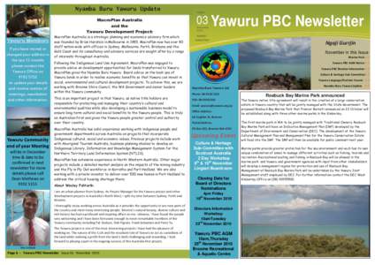 Nyamba Buru Yawuru Update MacroPlan Australia and the Yawuru Development Project:  Yawuru Members