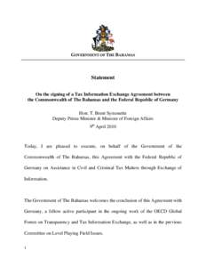 Foreign relations of the Bahamas / Economics / The Bahamas / Organisation for Economic Co-operation and Development / Minister of Foreign Affairs / Politics of the Bahamas / Regulation / Outline of the Bahamas / International relations / International economics / Offshore finance