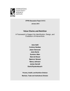 IFPRI Discussion Paper[removed]January 2015 Value Chains and Nutrition A Framework to Support the Identification, Design, and Evaluation of Interventions