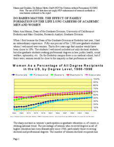 Mason and Goulden, Do Babies Matter Draft (NOT for Citation without Permission[removed]Note: The use of NSF data does not imply NSF endorsement of research methods or conclusions contained in the report.