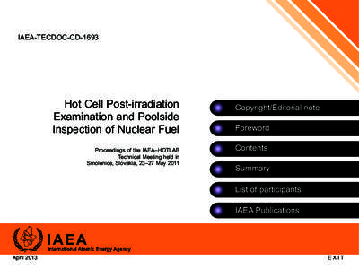 IAEA-TECDOC-CD[removed]Hot Cell Post-irradiation Examination and Poolside Inspection of Nuclear Fuel Proceedings of the Iaea–Hotlab