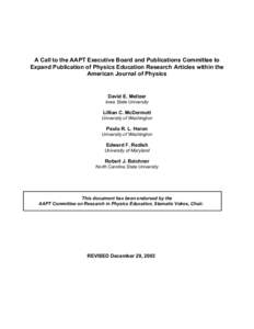 A Call to the AAPT Executive Board and Publications Committee to Increase the Page Allocation for Physics Education Research w