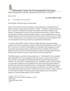 Letter re: St. Louis River Area of Concern - May 23, 2014