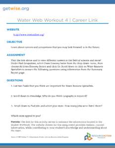 Water Web Workout 4 | Career Link WEBSITE OBJECTIVE  ASSIGNMENT