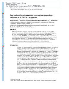 Proteins / Cell cycle / DNA replication factor CDT1 / Origin recognition complex / Geminin / Origin of replication / Licensing factor / Pre-replication complex / Cdc6 / Biology / DNA replication / Cell biology