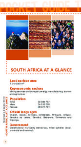 SOUTH AFRICA AT A GLANCE Land surface area[removed]km2 Key economic sectors	 Pocket Guide to South Africa[removed]