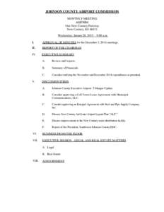 JOHNSON COUNTY AIRPORT COMMISSION MONTHLY MEETING AGENDA One New Century Parkway New Century, KS[removed]Wednesday, January 28, 2015 – 9:00 a.m.