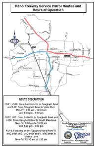 Reno Freeway Service Patrol Routes and Hours of Operation Lemmon � Drive N �y