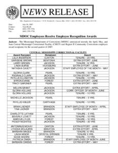 Microsoft Word - MDOC - CMCF  Region II 2007 Second Quarter Awards.doc