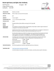 Bovine IgG-heavy and light chain Antibody Goat Polyclonal Conjugate  HRP