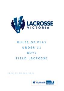 RULES OF PLAY UNDER 11 BOYS FIELD LACROSSE  R E V I S E D