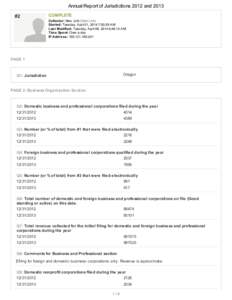 Annual	Report	of	Jurisdictions	2012	and	2013 #2 COM PLETE Collector:	New 	Link	(Web	Link) Started:	Tuesday,	April	01,	2014	7:50:29	AM