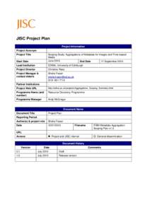 JISC Project Plan Project Information Project Acronym -