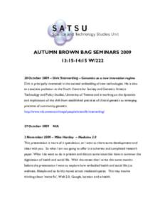 Microsoft Word - SATSU Brown Bags Autumn 09.doc