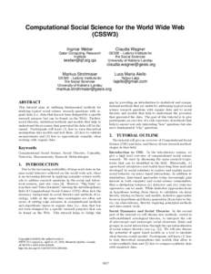 Computing / Computational science / GESIS  Leibniz Institute for the Social Sciences / Leibniz Association / Knowledge / Electromagnetism / Social computing / Computer science / Computational social science / Social science / Big data / Science
