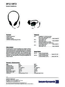 DT 2 / DT 3 Dynamic Headphones DT 2  DT 3