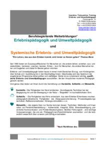 Incentive, Traincentive, Training Erlebnis- und Umweltpädagogik Freiburgerstr. 31 D[removed]Hinterzarten Tel. ++[removed]Fax ++[removed]