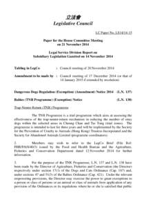 立法會 Legislative Council LC Paper No. LS14[removed]Paper for the House Committee Meeting on 21 November 2014 Legal Service Division Report on
