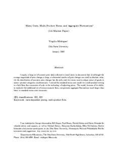 Menu Costs, Multi-Product Firms, and Aggregate Fluctuations† (Job Market Paper) Virgiliu Midrigan∗ Ohio State University January 2006