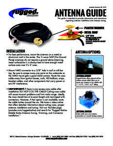 updated January 28, 2015  ANTENNA GUIDE This guide is intended to provide information and instructions regarding antenna installation and antenna tuning.