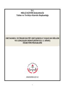 T.C. MİLLÎ EĞİTİM BAKANLIĞI Talim ve Terbiye Kurulu Başkanlığı