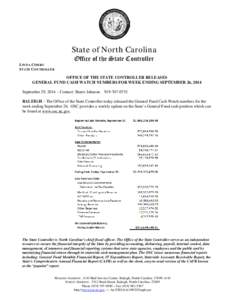 State of North Carolina LINDA COMBS STATE CONTROLLER Office of the State Controller