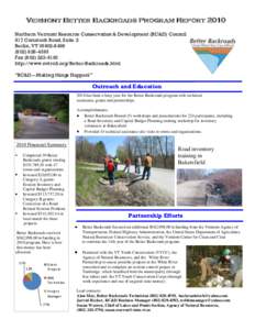 Vermont Better Backroads Program Report 2010 Northern Vermont Resource Conservation & Development (RC&D) Council 617 Comstock Road, Suite 2 Berlin, VT[removed][removed]Fax[removed]