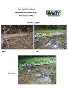 Cedar Run, Clinton County Fish Habitat Improvement Project Implemented in 2009 Modified Mud-Sill