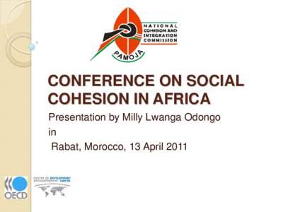 CONFERENCE ON SOCIAL COHESION IN AFRICA
