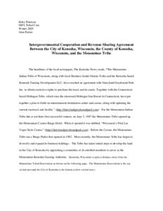 Intergovernmental Cooperation and Revenue Sharing Agreement Between the City of Kenosha, Wisconsin, the County of Kenosha, Wis