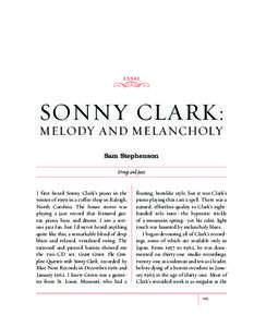 E S S AY  Ss SONNY CLARK: MELODY AND MELANCHOLY