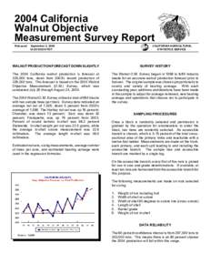 2004 California Walnut Objective Measurement Survey Report Released:  September 2, 2004