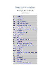 Strategy Paper on Infrastructure Government of Andhra Pradesh Table of Contents