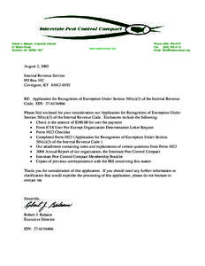 Robert J. Balaam, Executive Director 61 Britton Road Stockton, NJ[removed]www.pestcompact.org