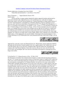 Southern Campaign American Revolution Pension Statements & Rosters Pension Application of Jonathan Faire (Fare) S38691 VA Transcribed and annotated by C. Leon Harris. 26 Jan[removed]State of Tennessee } August Quarterly Se