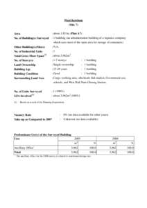 West Kowloon (Site 7) : about 1.85 ha (Plan A7) Area No. of Building(s) Surveyed : 1 building (an administration building of a logistics company which uses most of the open area for storage of containers)