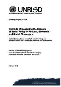 Working PaperMethods of Measuring the Impacts of Social Policy in Political, Economic and Social Dimensions Michael Samson, Sasha van Katwyk, Maarten Fröling, and