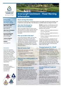 Invercargill Catchment – Flood Warning Information Environment Southland Flood Warning Contacts: Environment Southland