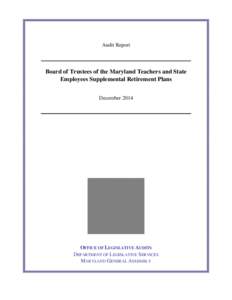 Board of Trustees of the Maryland Teachers and State - Employees Supplemental Retirement Plans[removed]