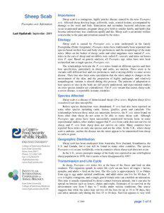 Sheep Scab Psoroptes ovis Infestation Last Updated: September 2009