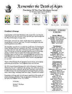 Remember the Death of Alpin Newsletter Of The Clan MacAlpine Society The Worldwide Organization For MacAlpines 4th Qtr 2013 ~ Volume 22  John McAlpine