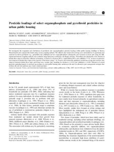 Journal of Exposure Science and Environmental Epidemiology (2007), 1–8 r 2007 Nature Publishing Group All rights reserved[removed]/$30.00 www.nature.com/jes  Pesticide loadings of select organophosphate and pyrethr