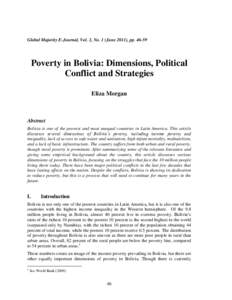 Global Majority E-Journal, Vol. 2, No. 1 (June 2011), pp[removed]Poverty in Bolivia: Dimensions, Political Conflict and Strategies Eliza Morgan